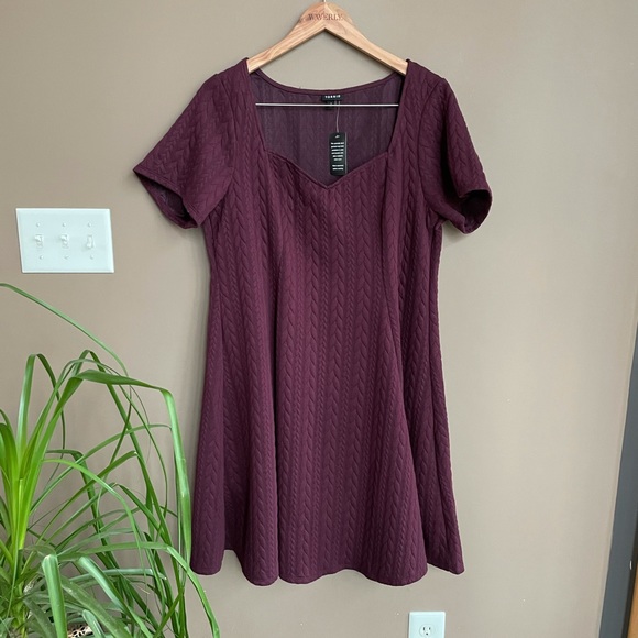 NWT Torrid Cable Knit Fluted Dress Purple size 2X - Picture 2 of 7